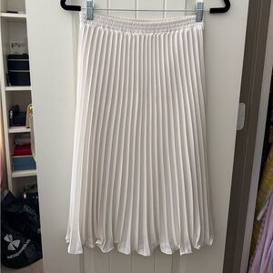 White Pleated Midi Skirt
